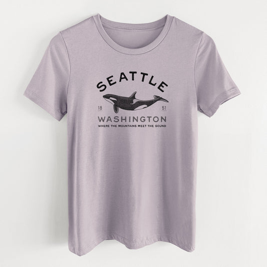 Seattle Washington - Orca - Women's Lightweight Relaxed Fit 100% Cotton Crewneck