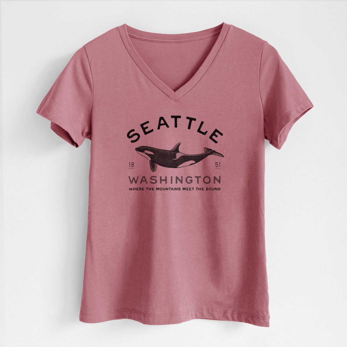 Seattle Washington - Orca - Women's Lightweight Relaxed Fit 100% Cotton V-neck