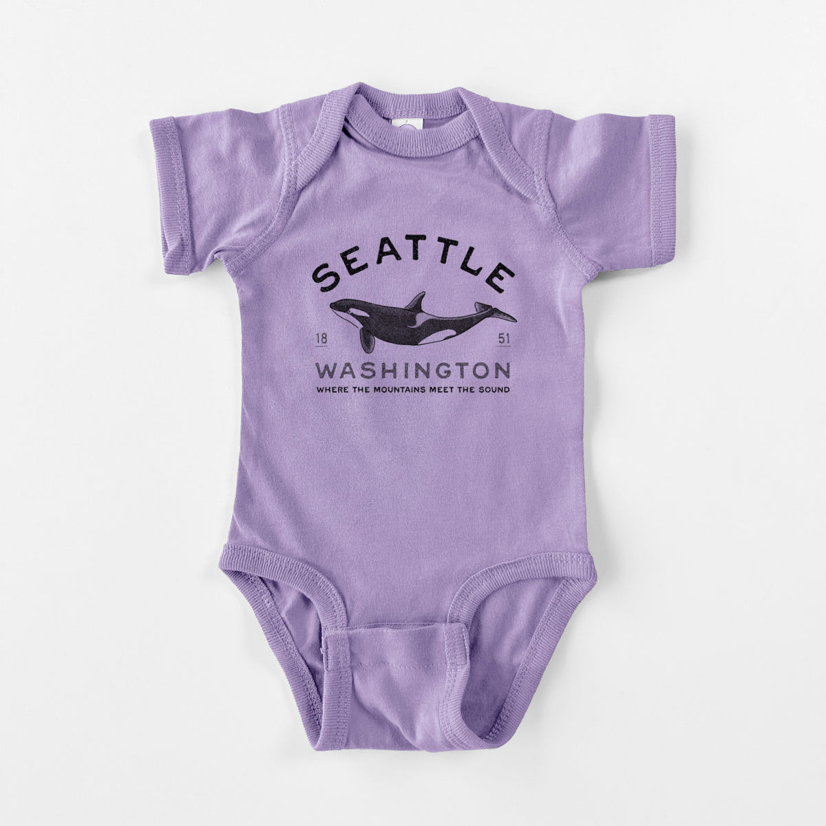 Seattle Washington - Orca - Baby Fine Jersey Bodysuit