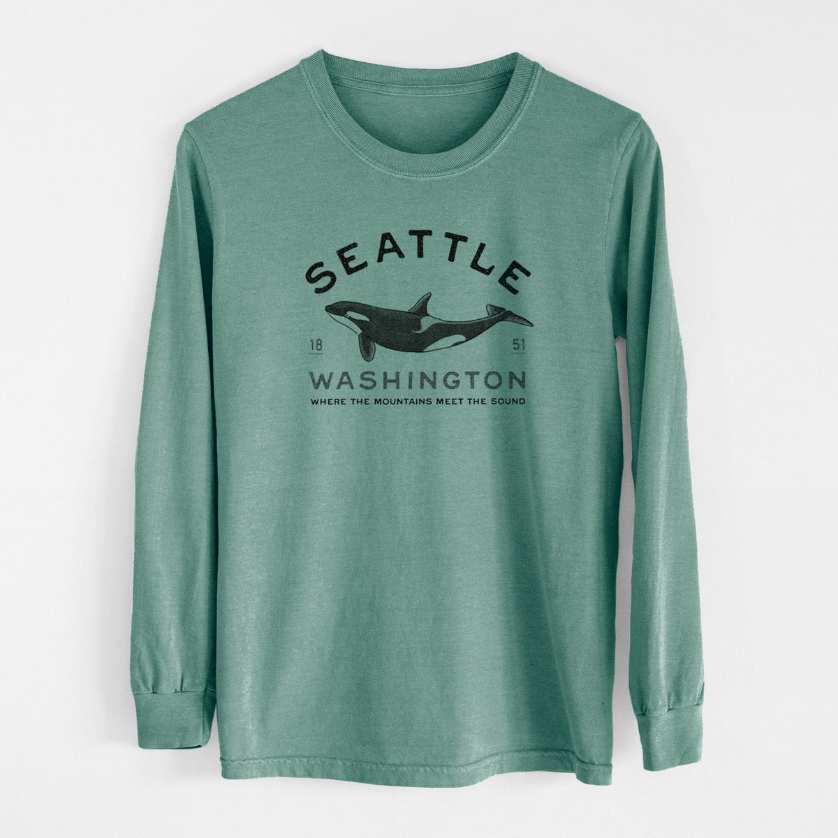 Seattle Washington - Orca - Unisex Comfort Colors 100% Cotton Long Sleeve