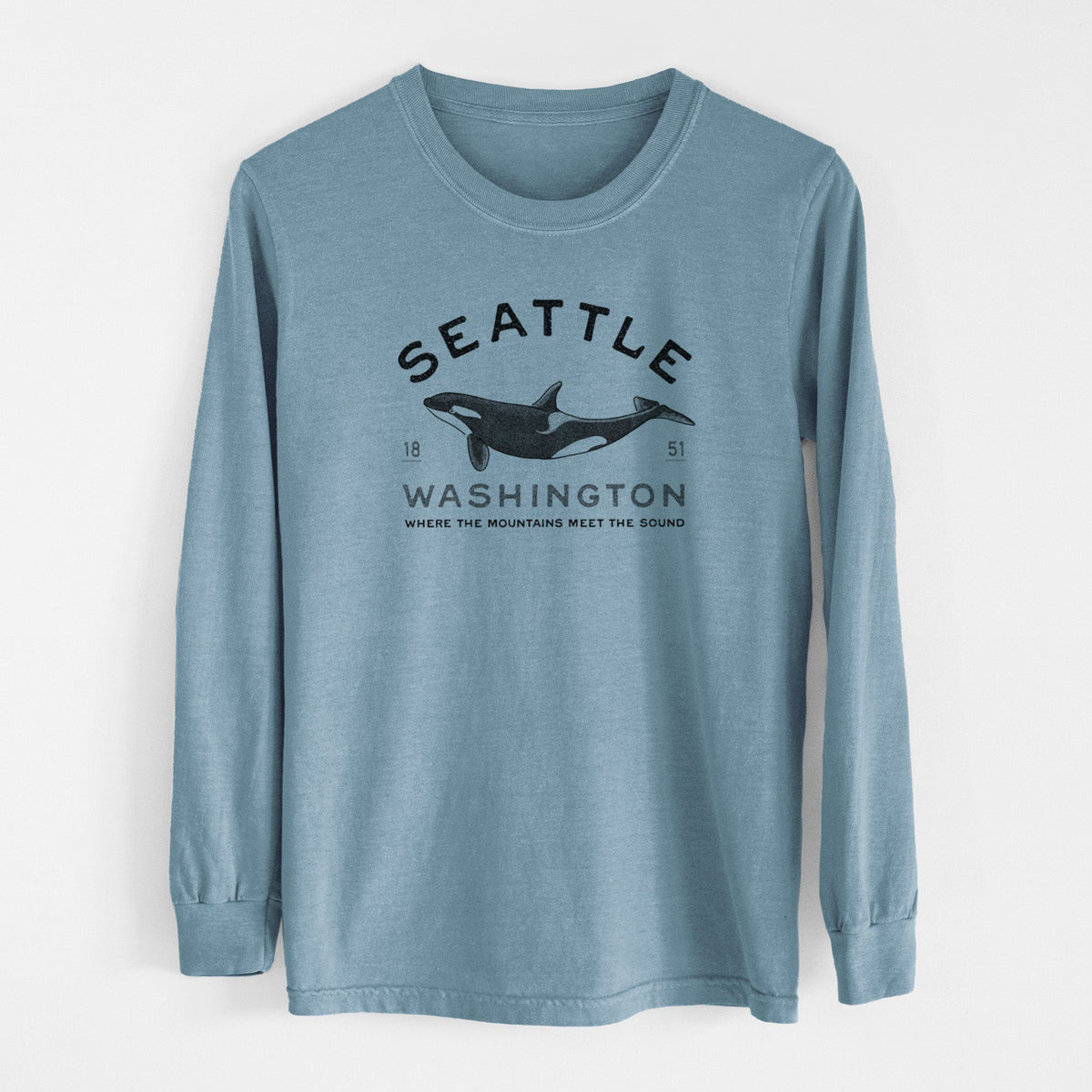 Seattle Washington - Orca - Unisex Comfort Colors 100% Cotton Long Sleeve