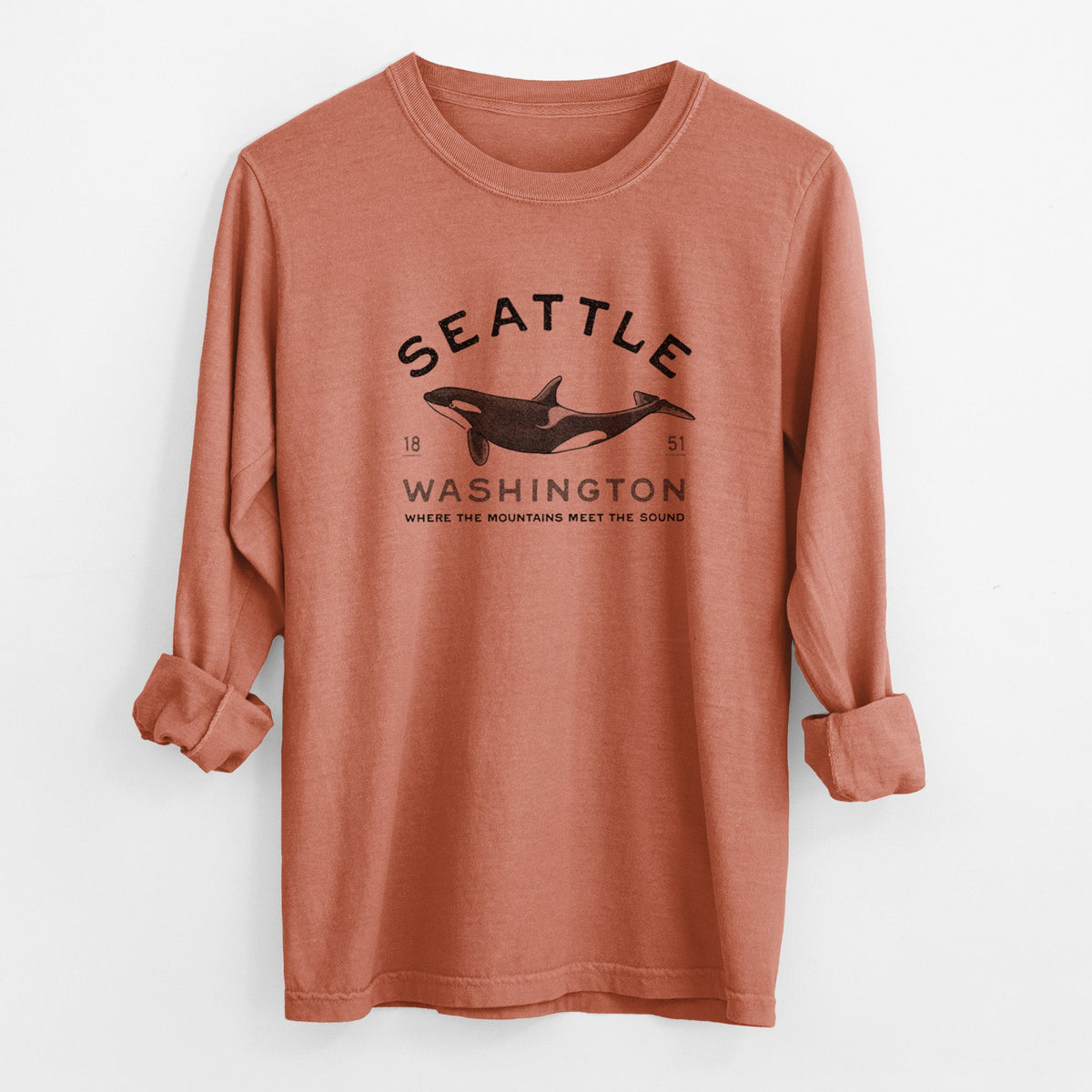 Seattle Washington - Orca - Unisex Comfort Colors 100% Cotton Long Sleeve