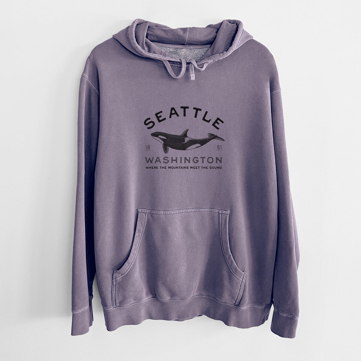 Seattle Washington - Orca - Unisex Pigment Dyed Hoodie