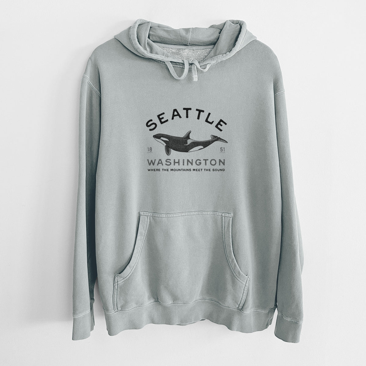 Seattle Washington - Orca - Unisex Pigment Dyed Hoodie