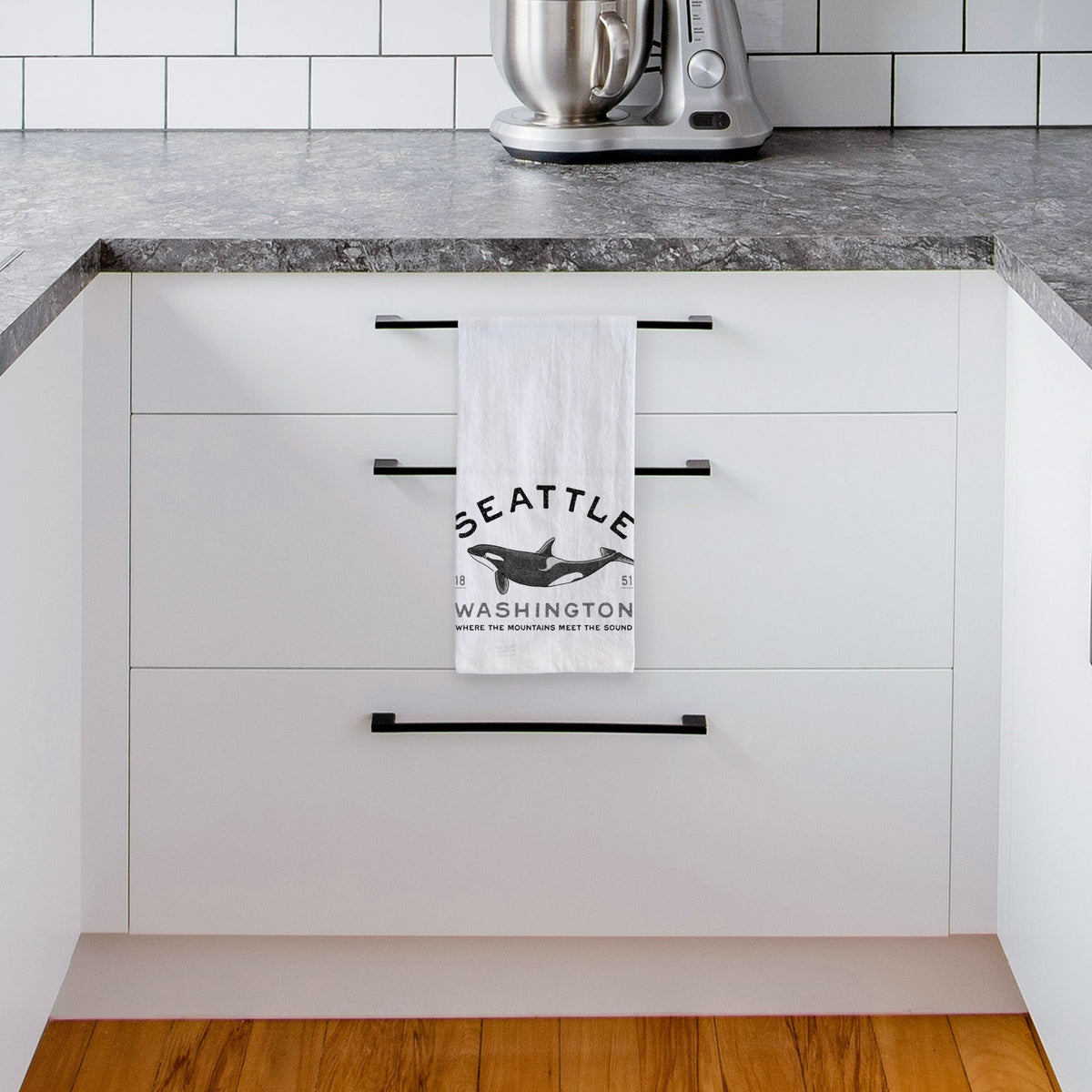 Seattle Washington - Orca Tea Towel