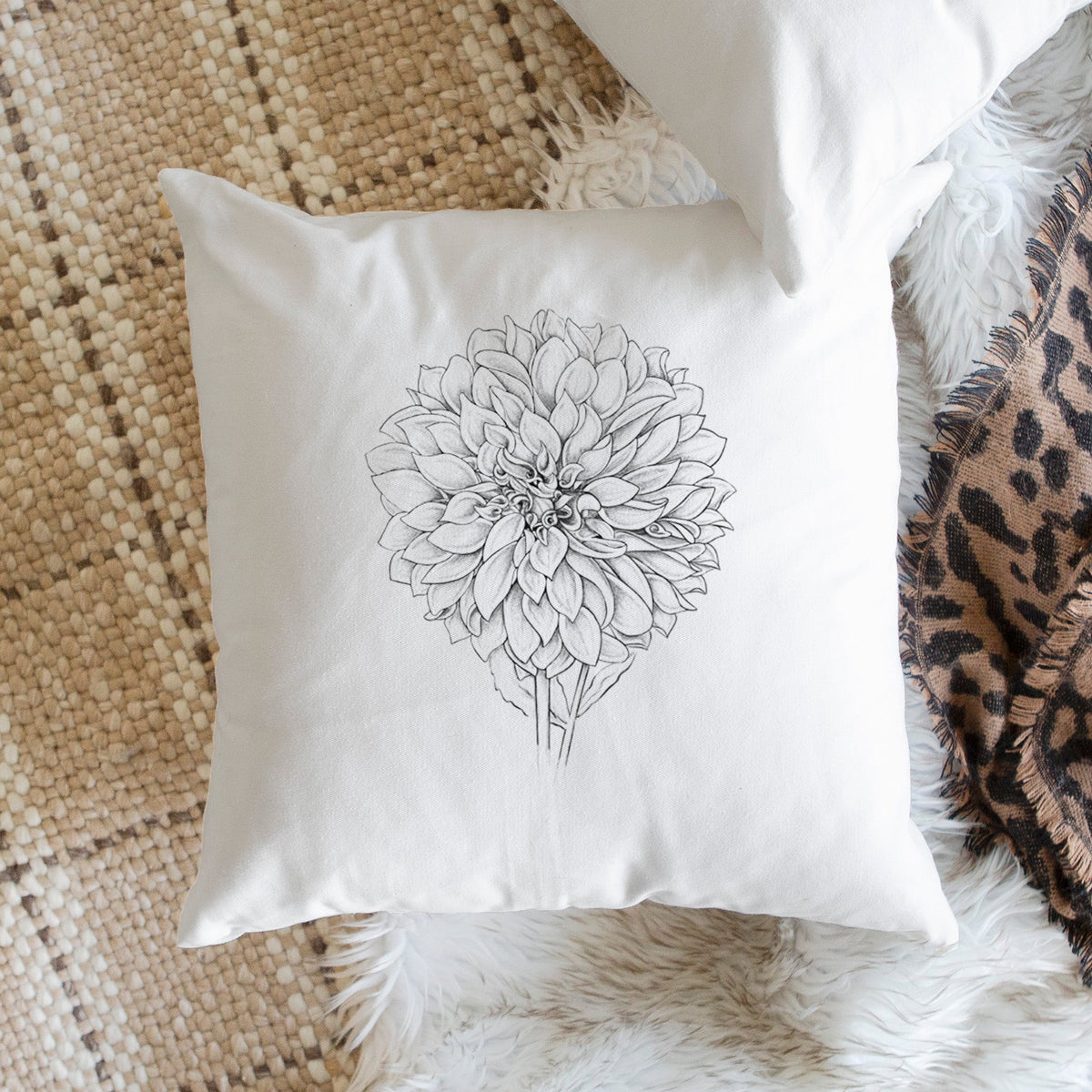 Dahlia Cafe Au Lait - Throw Pillow Cover