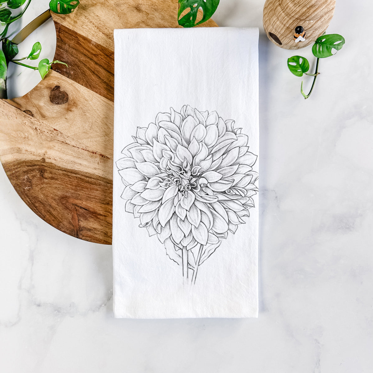 Dahlia Cafe Au Lait Tea Towel