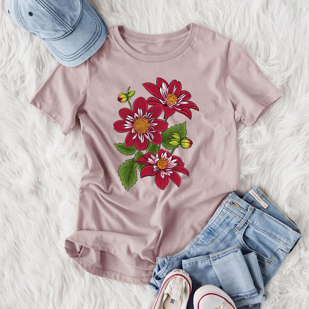 Dahlia Collarette - Night Butterfly - Women's Lightweight Relaxed Fit 100% Cotton Crewneck