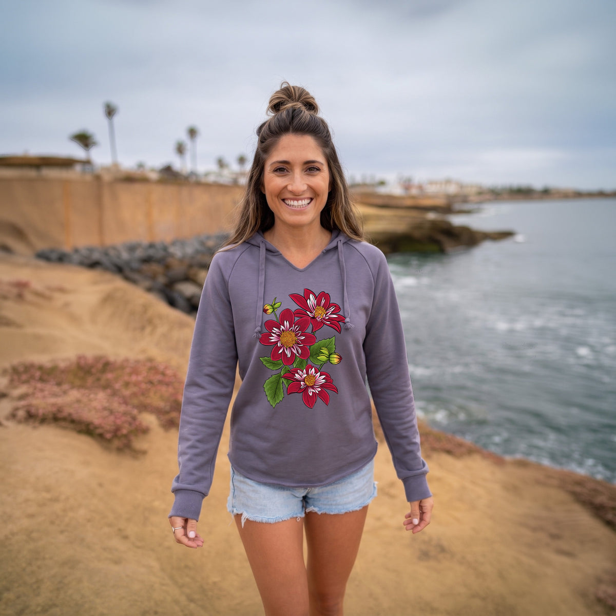 Dahlia Collarette - Night Butterfly - Cali Wave Hooded Sweatshirt
