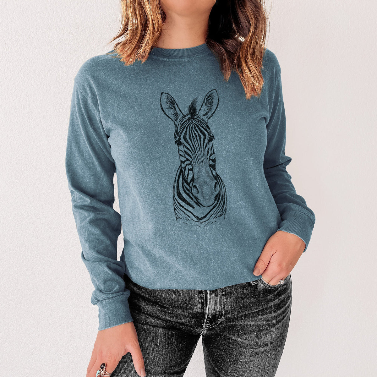 Damara Zebra - Equus quagga antiquorum - Unisex Comfort Colors 100% Cotton Long Sleeve