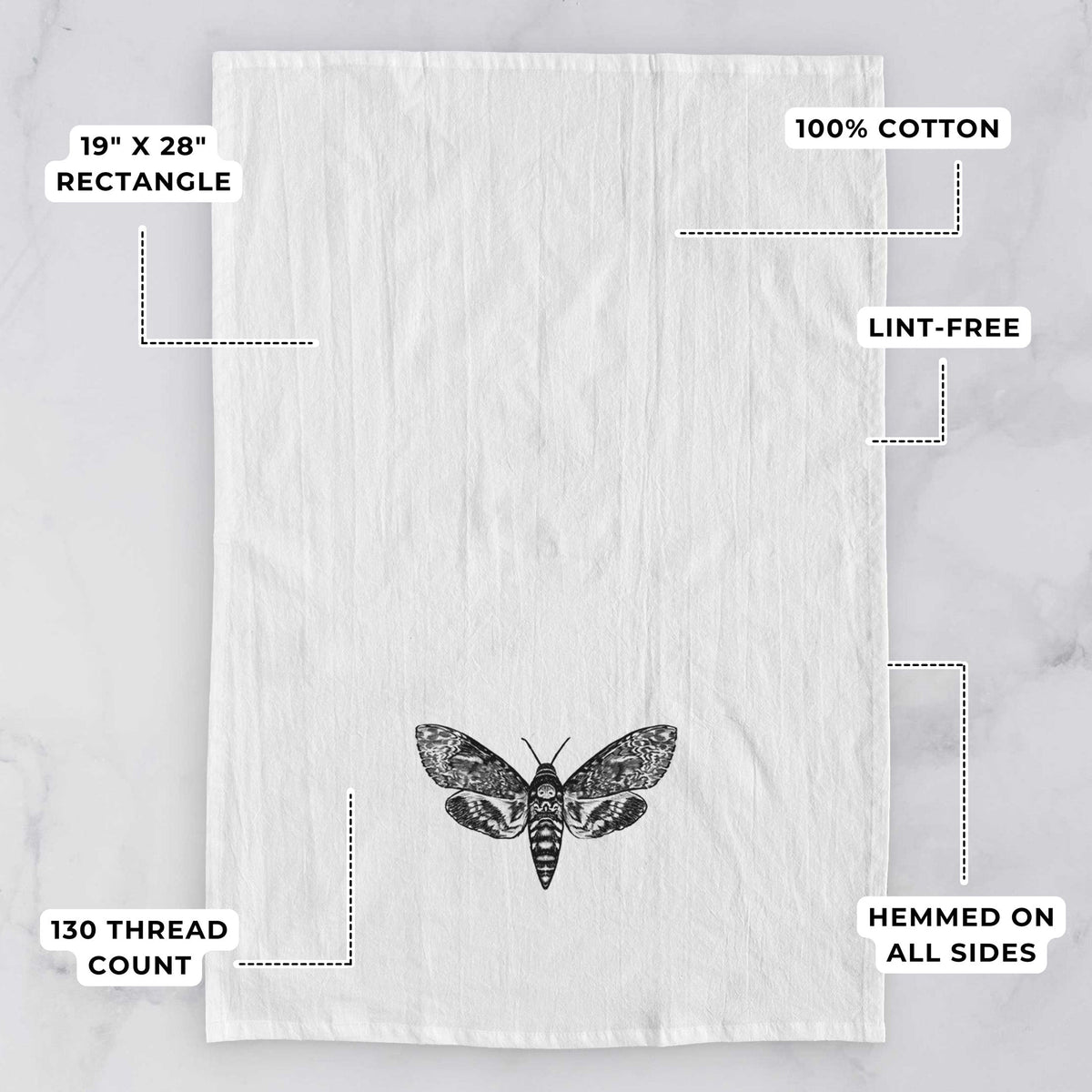 Death's-head Hawkmoth - Acherontia atropos Tea Towel