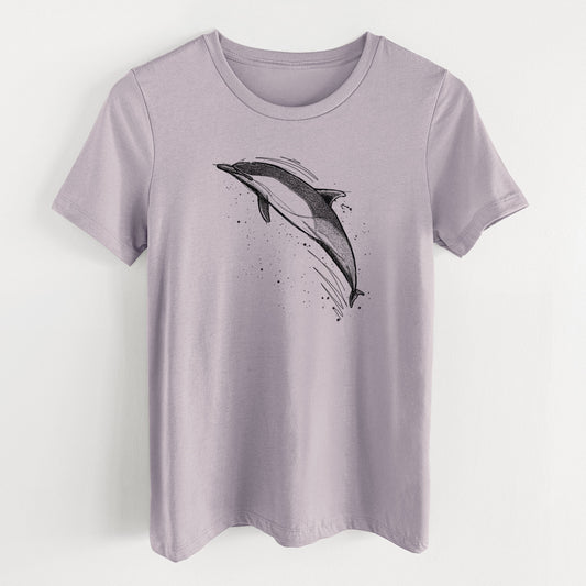 Short-Beaked Common Dolphin - Delphinus delphis - Women's Lightweight Relaxed Fit 100% Cotton Crewneck