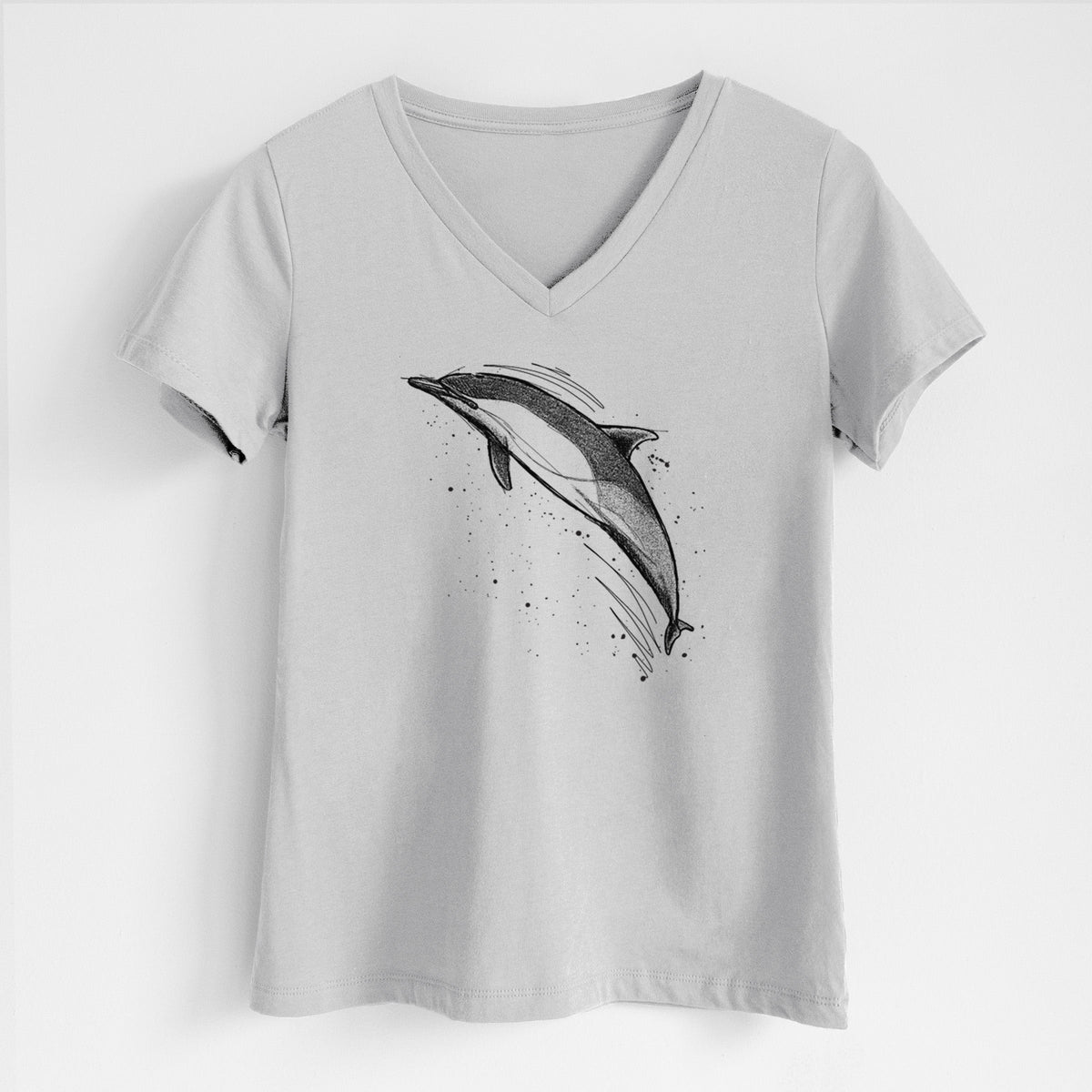 Short-Beaked Common Dolphin - Delphinus delphis - Women's Lightweight Relaxed Fit 100% Cotton V-neck