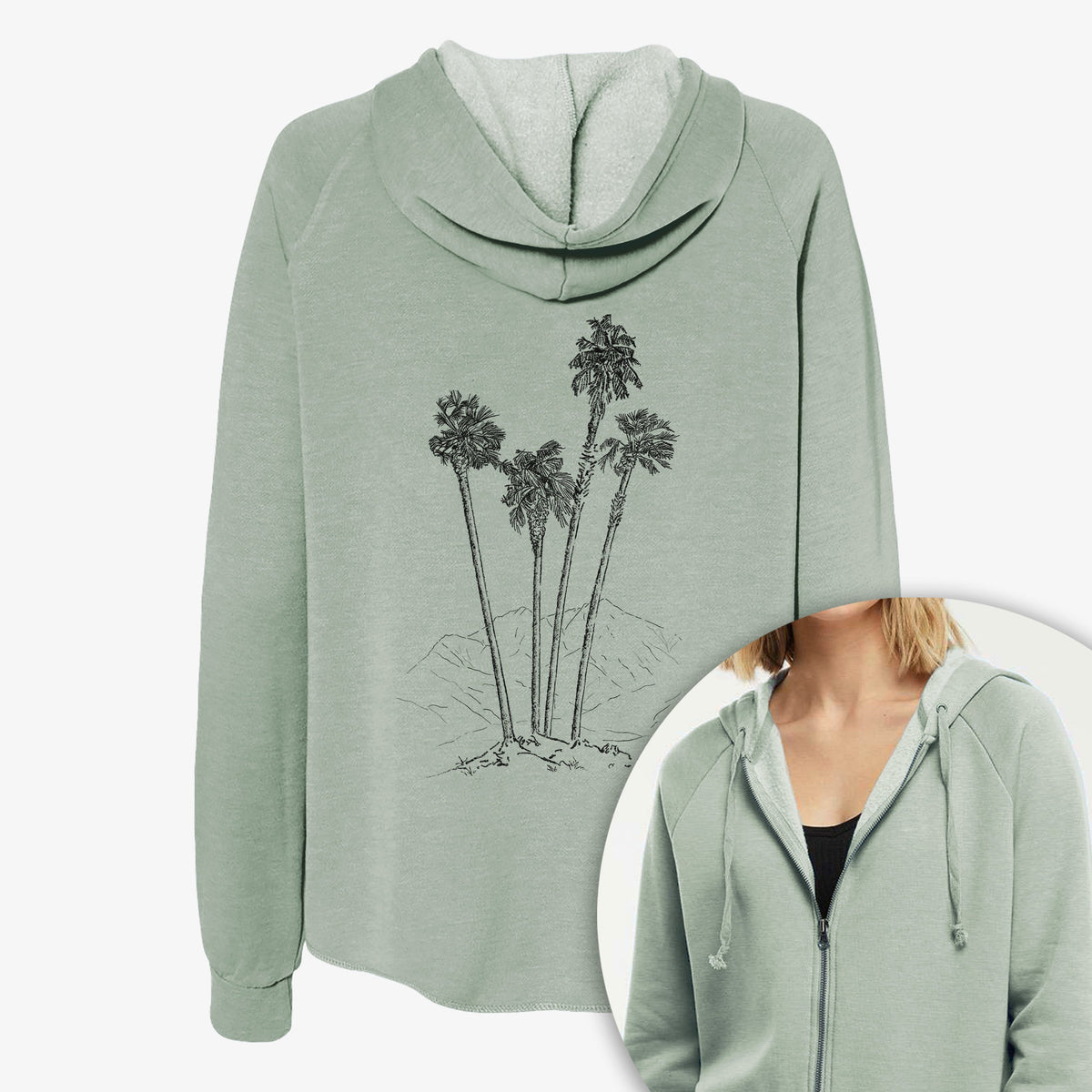 Desert Palms - Mexican Fan Palm - Washingtonia robusta - Women's Cali Wave Zip-Up Sweatshirt