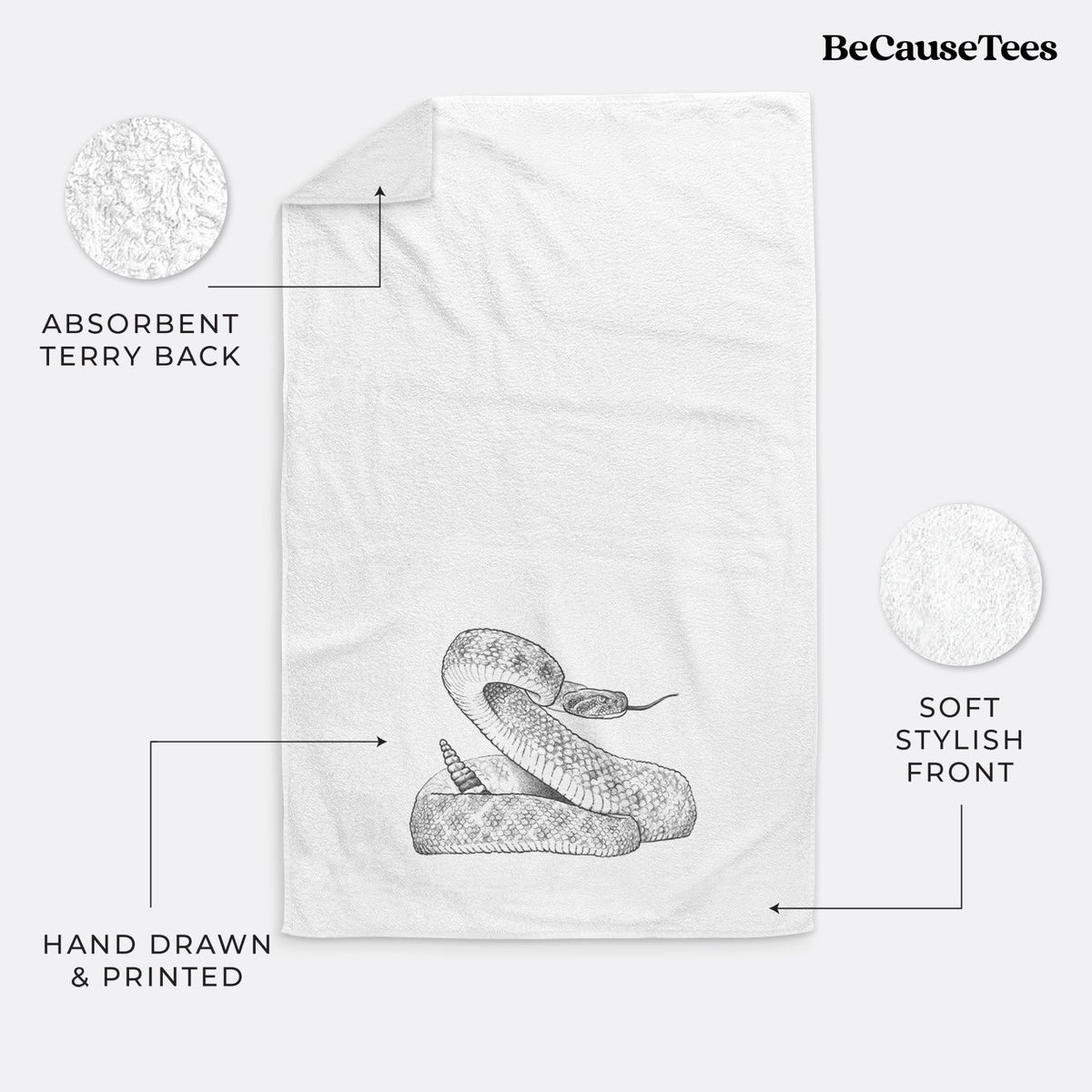 Western Diamondback Rattlesnake - Crotalus atrox Premium Decorative Hand Towel