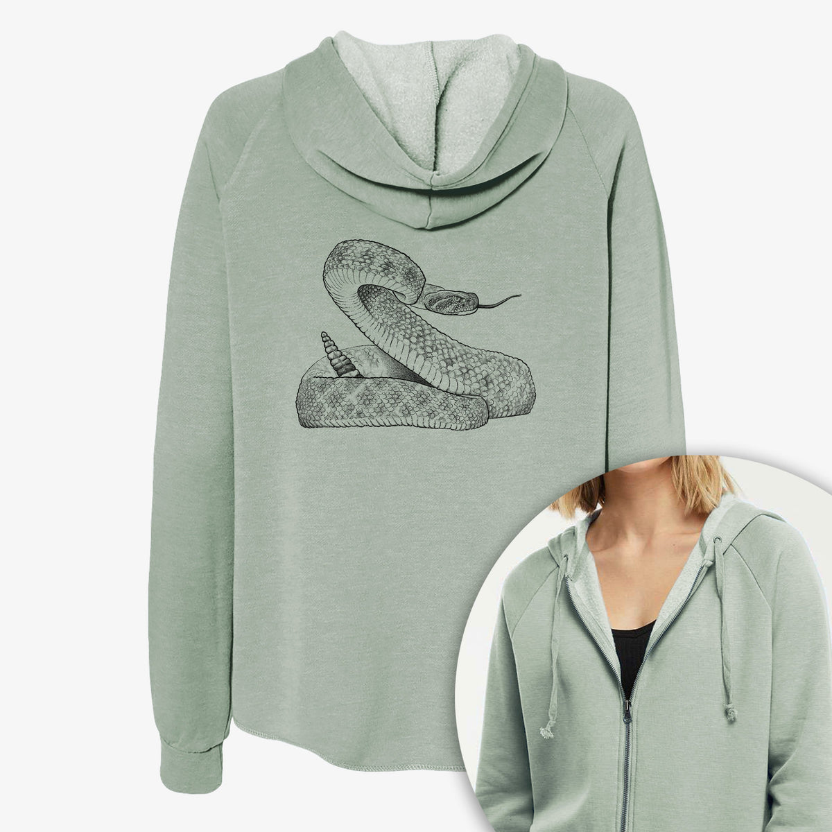 Western Diamondback Rattlesnake - Crotalus atrox - Women's Cali Wave Zip-Up Sweatshirt