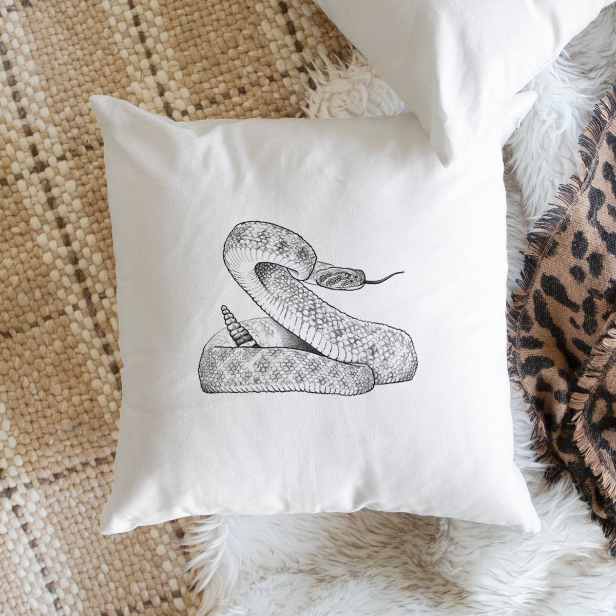 Western Diamondback Rattlesnake - Crotalus atrox - Throw Pillow Cover
