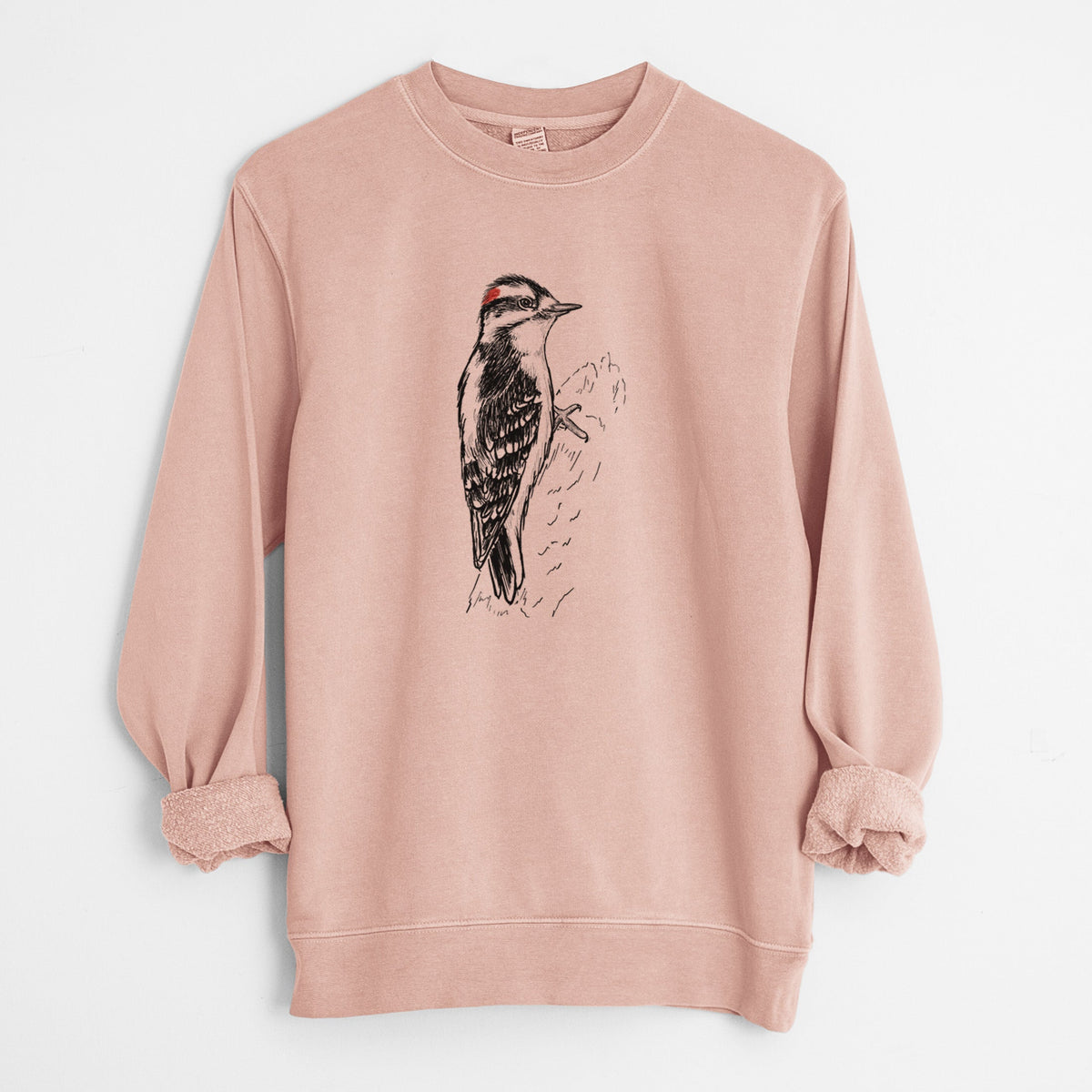 Downy Woodpecker - Picoides pubescens - Unisex Pigment Dyed Crew Sweatshirt