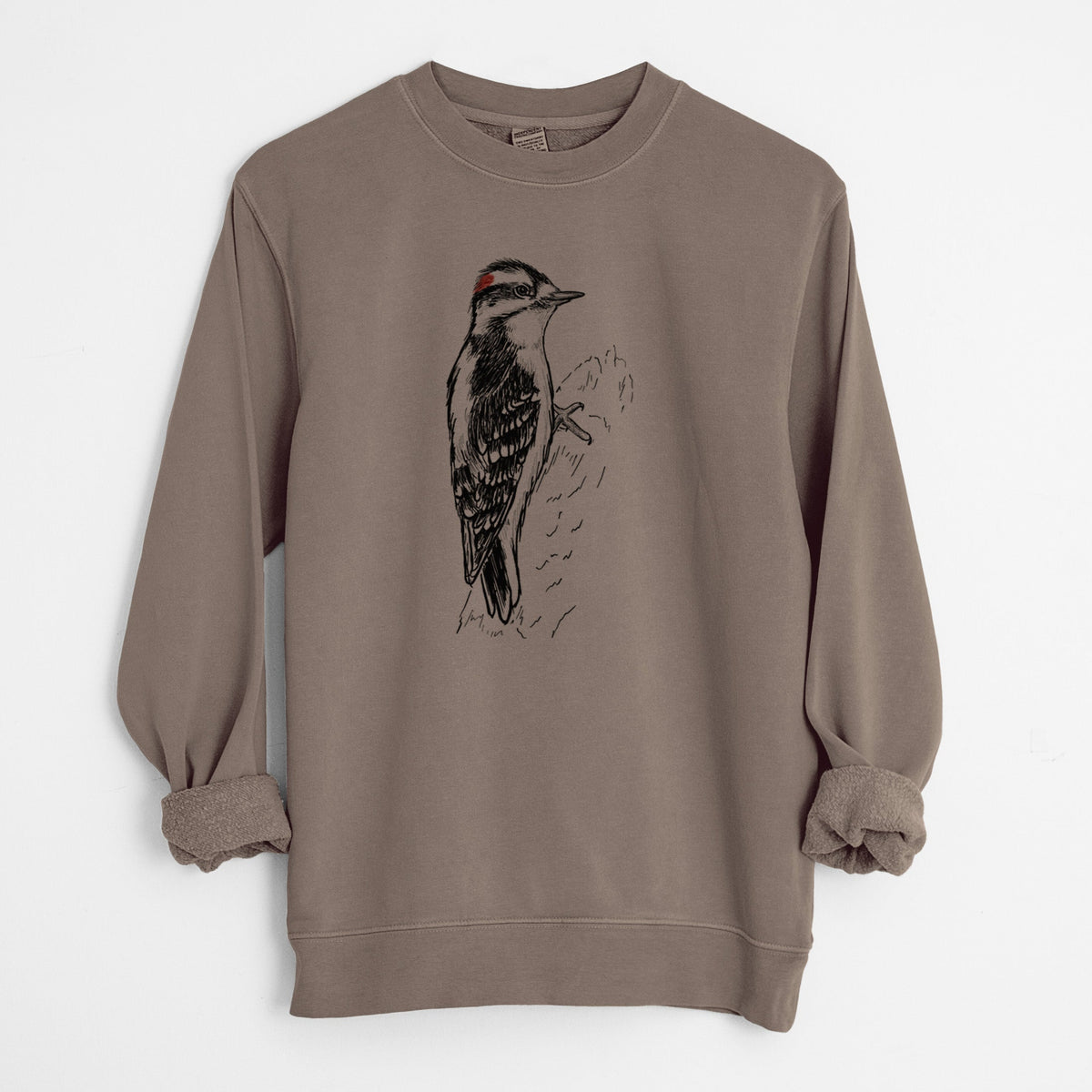 Downy Woodpecker - Picoides pubescens - Unisex Pigment Dyed Crew Sweatshirt