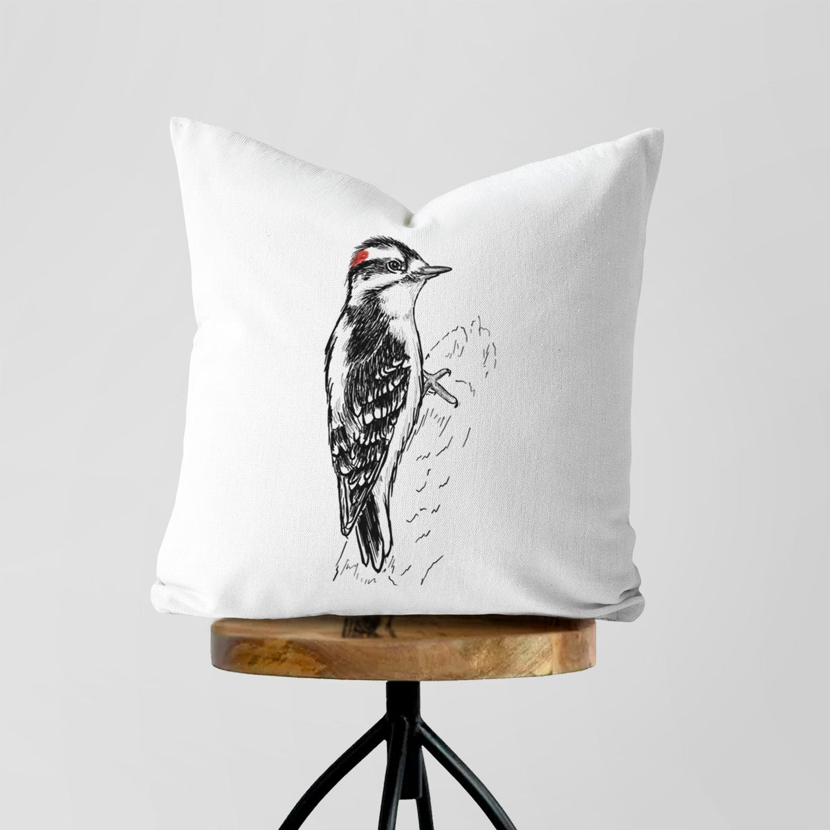 Downy Woodpecker - Picoides pubescens - Throw Pillow Cover