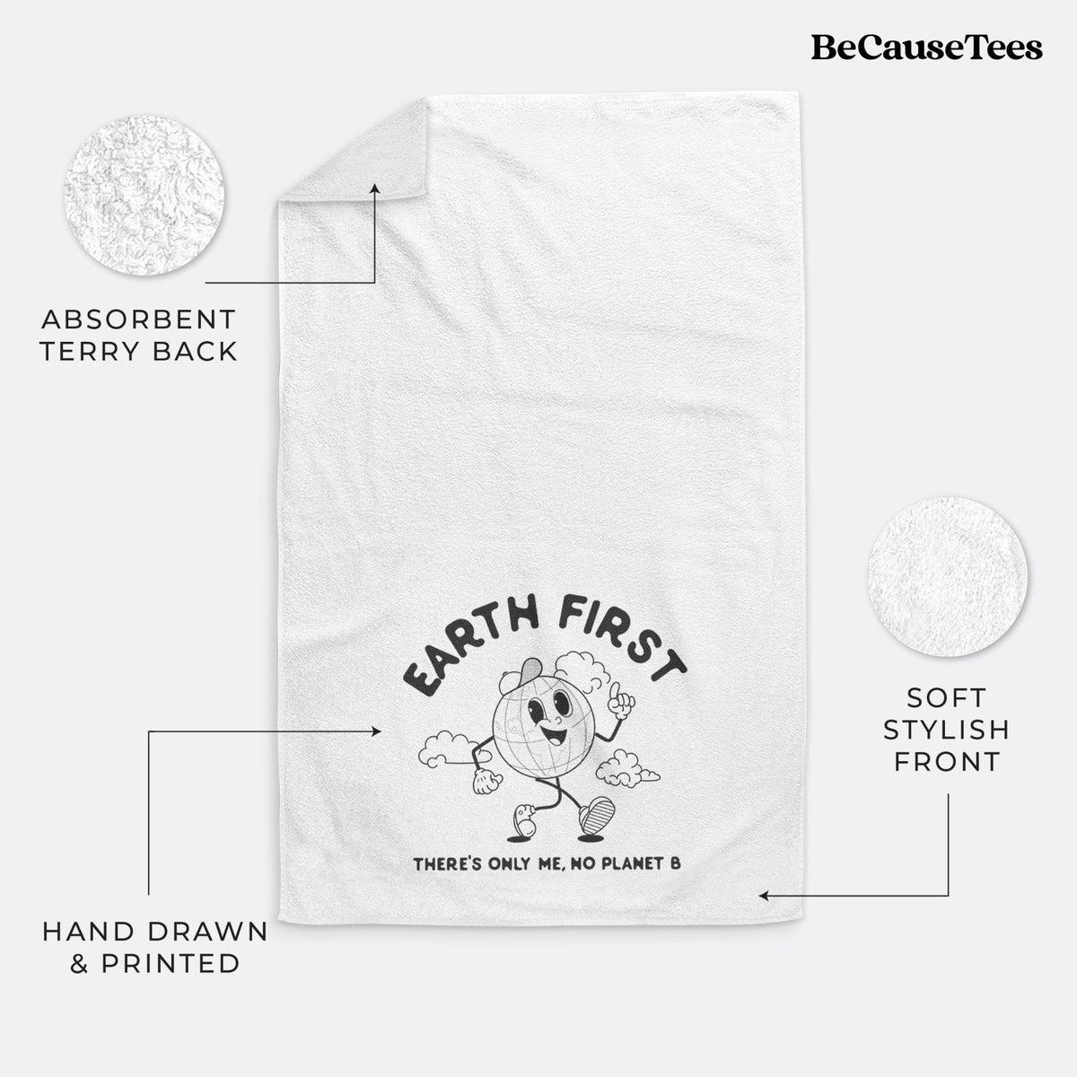 Earth First - There's Only Me, No Planet B Premium Decorative Hand Towel
