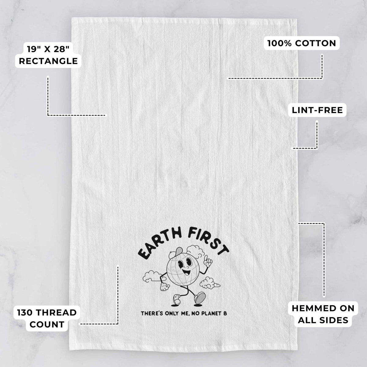 Earth First - There's Only Me, No Planet B Tea Towel