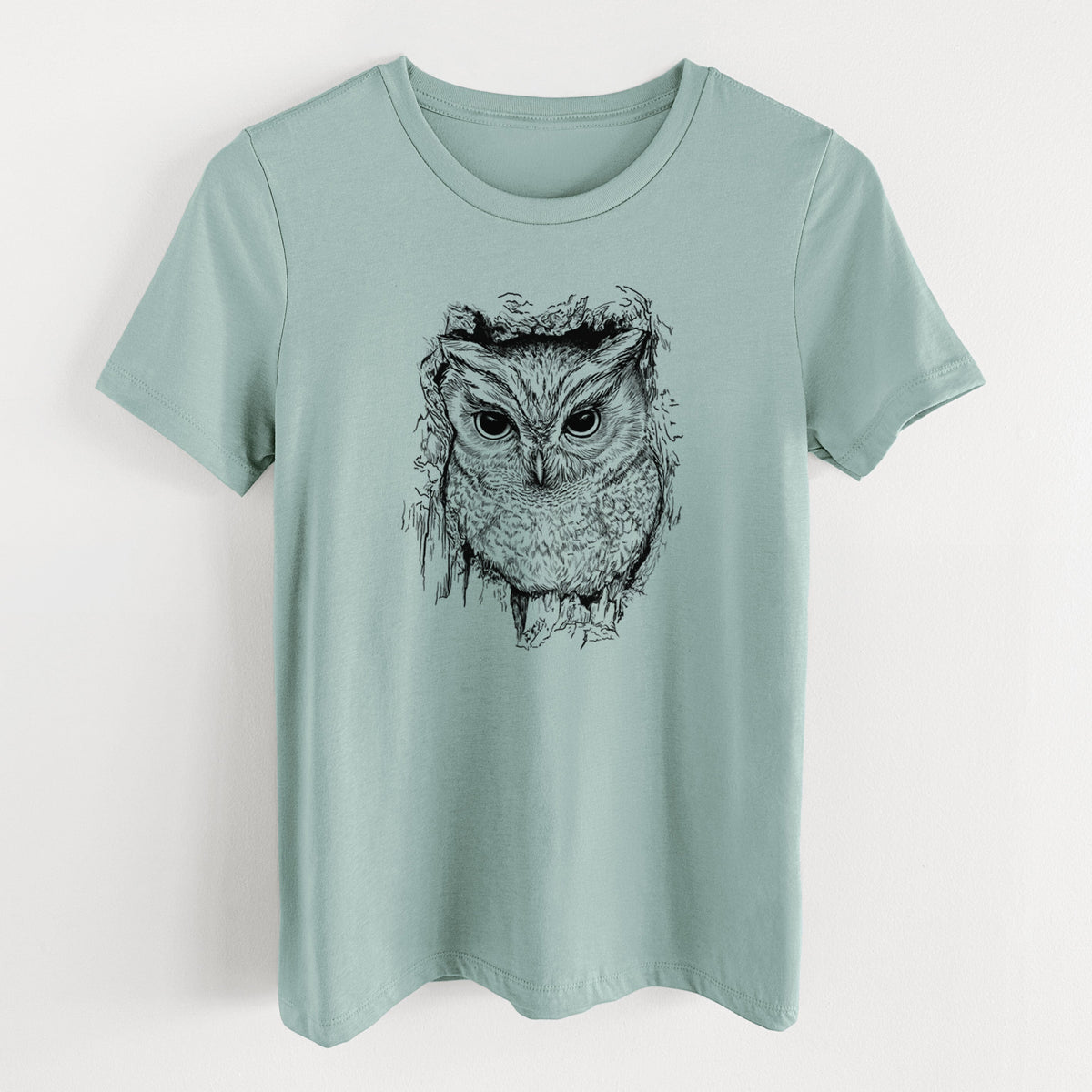 Eastern Screech Owl - Megascops asio - Women's Lightweight Relaxed Fit 100% Cotton Crewneck