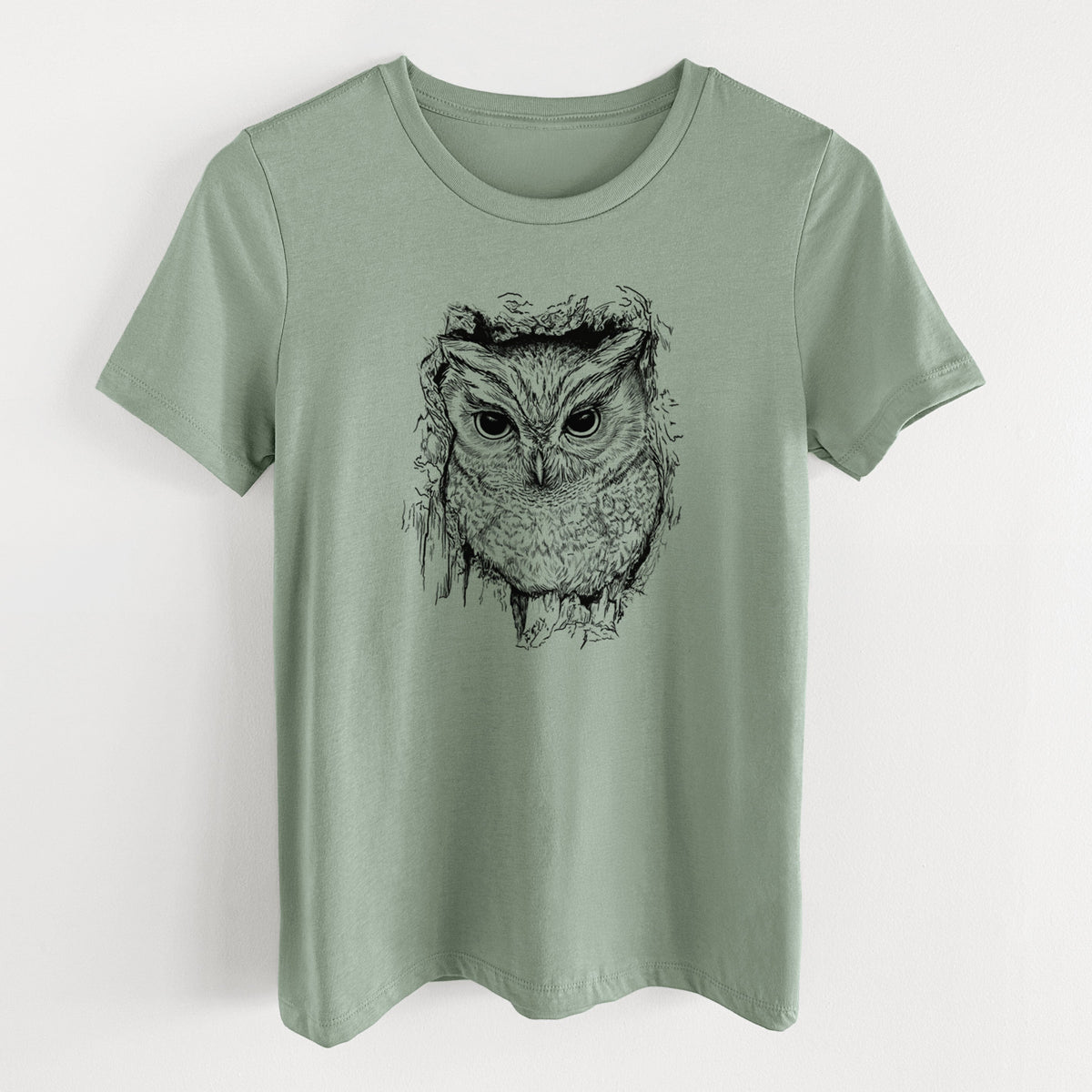 Eastern Screech Owl - Megascops asio - Women's Lightweight Relaxed Fit 100% Cotton Crewneck
