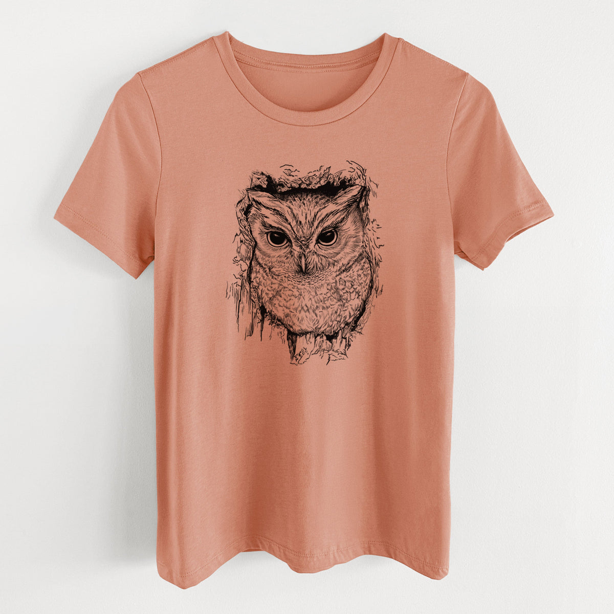 Eastern Screech Owl - Megascops asio - Women's Lightweight Relaxed Fit 100% Cotton Crewneck