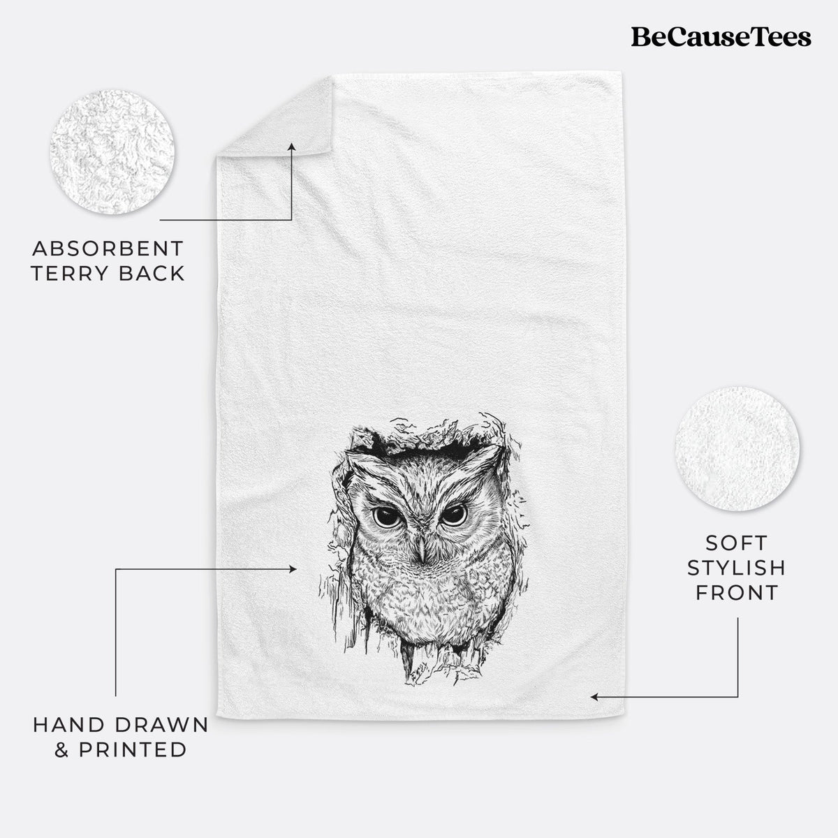 Eastern Screech Owl - Megascops asio Premium Decorative Hand Towel
