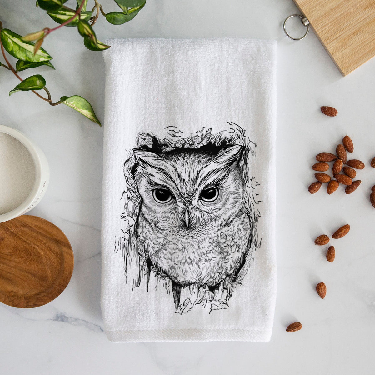 Eastern Screech Owl - Megascops asio Premium Decorative Hand Towel