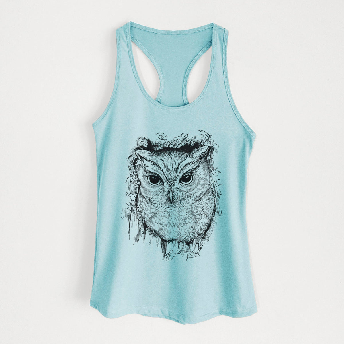 Eastern Screech Owl - Megascops asio - Women's Racerback Tanktop