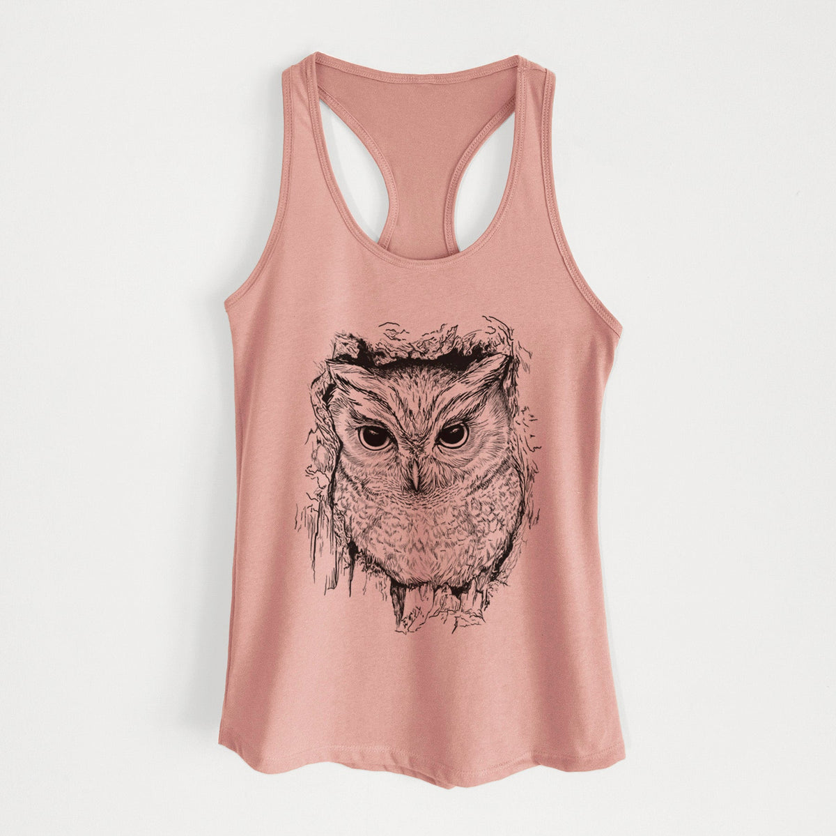 Eastern Screech Owl - Megascops asio - Women's Racerback Tanktop