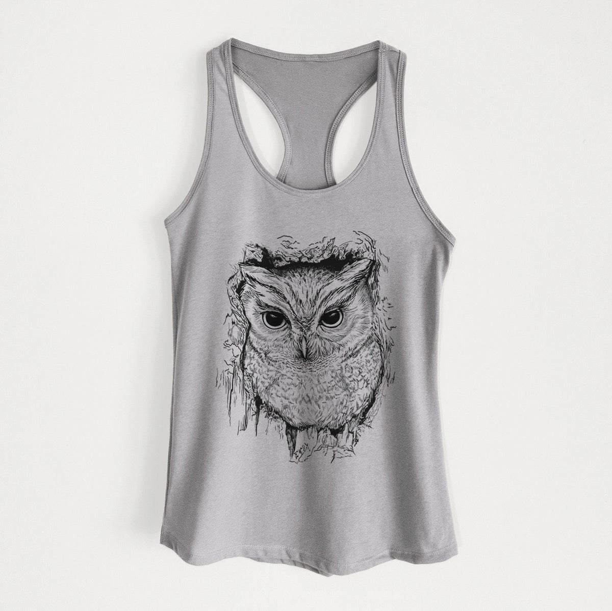 Eastern Screech Owl - Megascops asio - Women's Racerback Tanktop