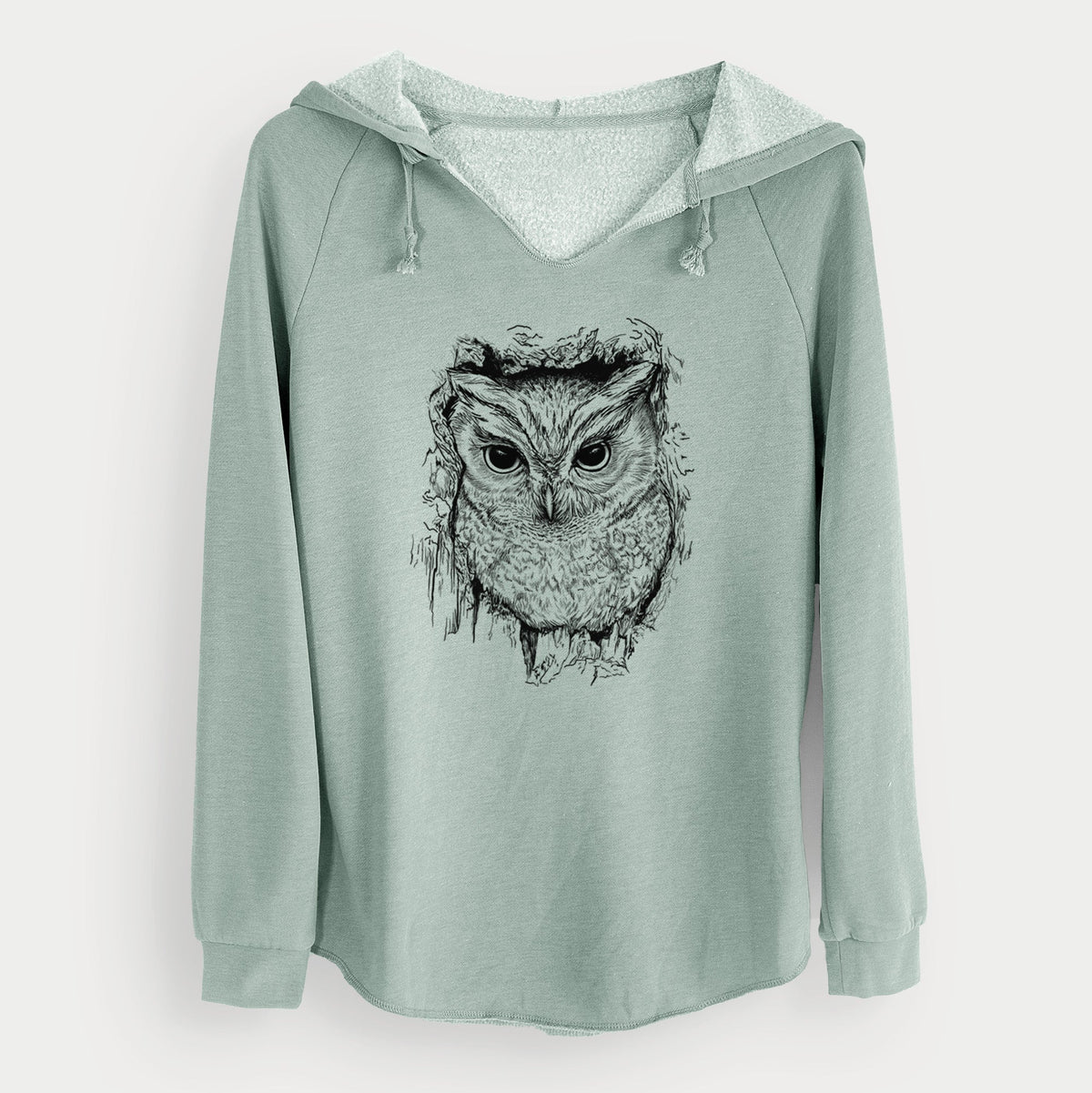Eastern Screech Owl - Megascops asio - Cali Wave Hooded Sweatshirt