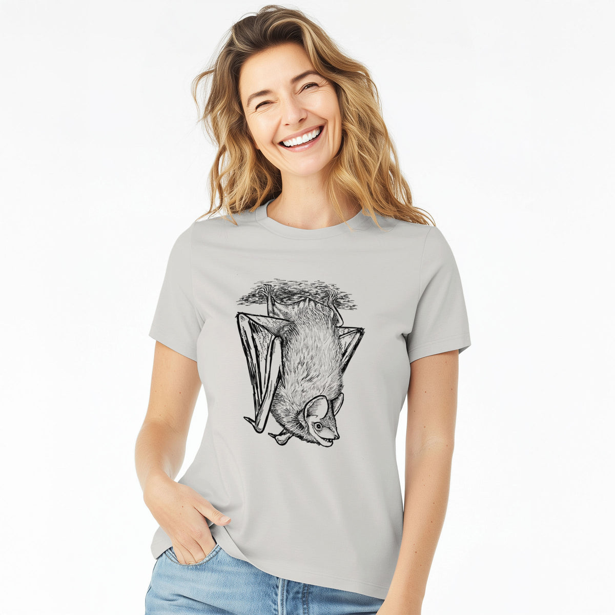 Eptesicus fuscus - Big Brown Bat - Women's Lightweight Relaxed Fit 100% Cotton Crewneck