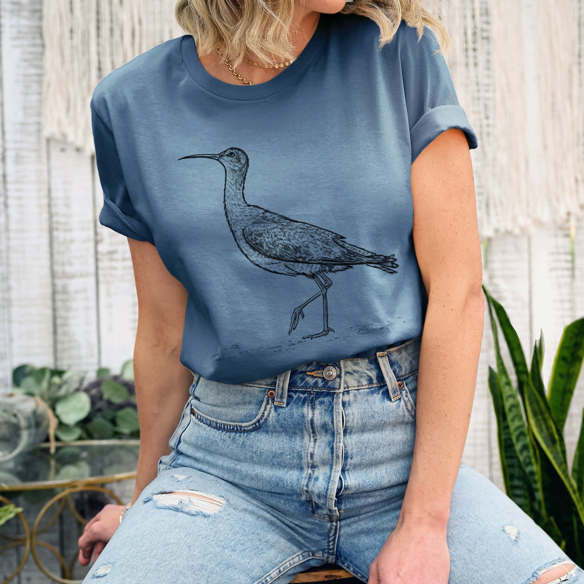Eskimo Curlew - Numenius borealis - Lightweight 100% Cotton Unisex Crewneck