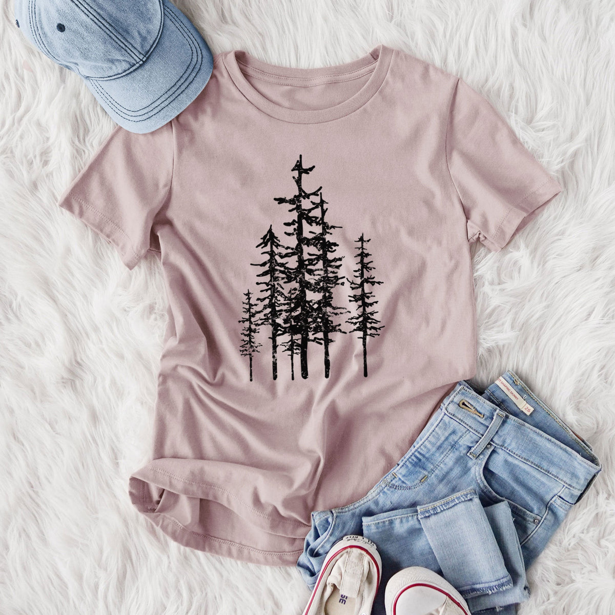 Evergreen Trees - Women's Lightweight Relaxed Fit 100% Cotton Crewneck