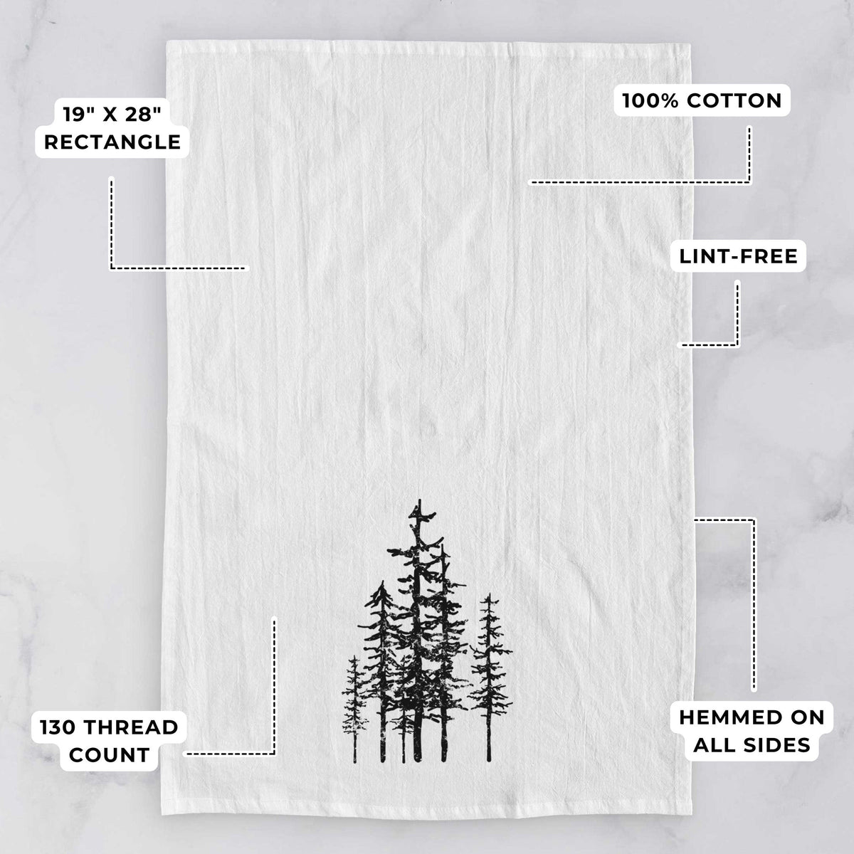 Evergreen Trees Tea Towel