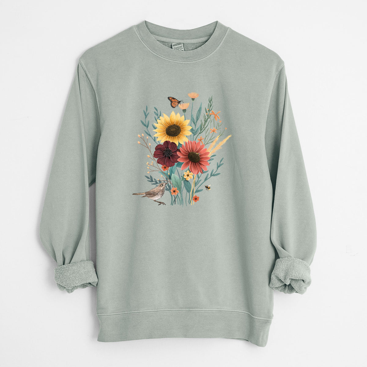 Fall Bouquet - Unisex Pigment Dyed Crew Sweatshirt