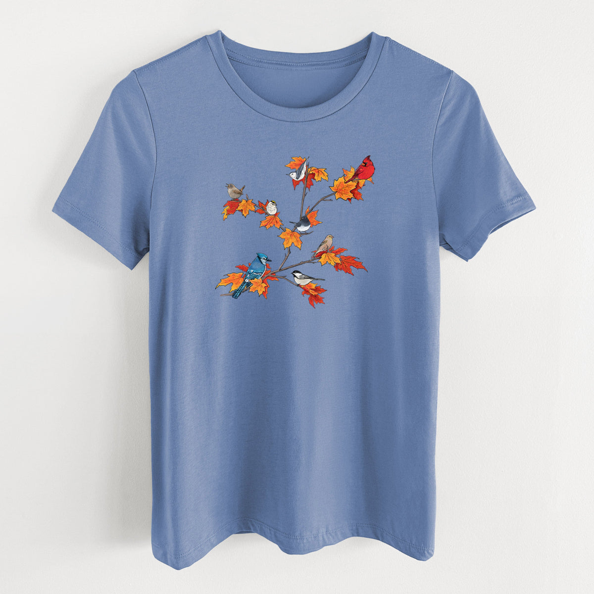 Autumn Backyard Birds - Women's Lightweight Relaxed Fit 100% Cotton Crewneck
