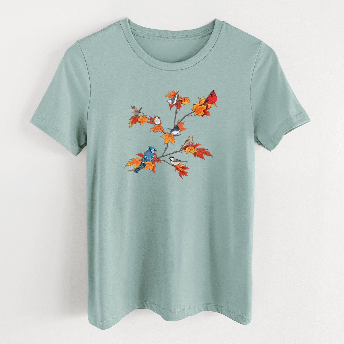 Autumn Backyard Birds - Women's Lightweight Relaxed Fit 100% Cotton Crewneck