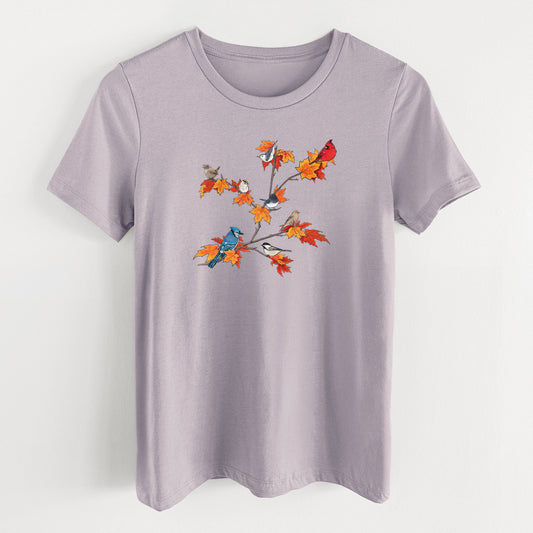 Autumn Backyard Birds - Women's Lightweight Relaxed Fit 100% Cotton Crewneck