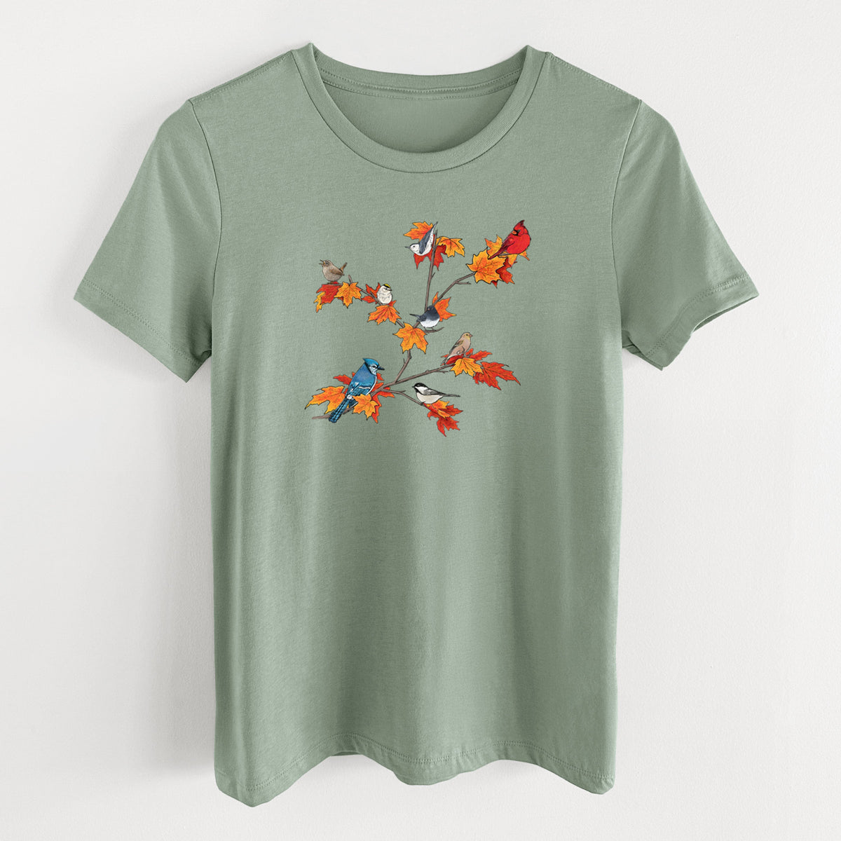 Autumn Backyard Birds - Women's Lightweight Relaxed Fit 100% Cotton Crewneck