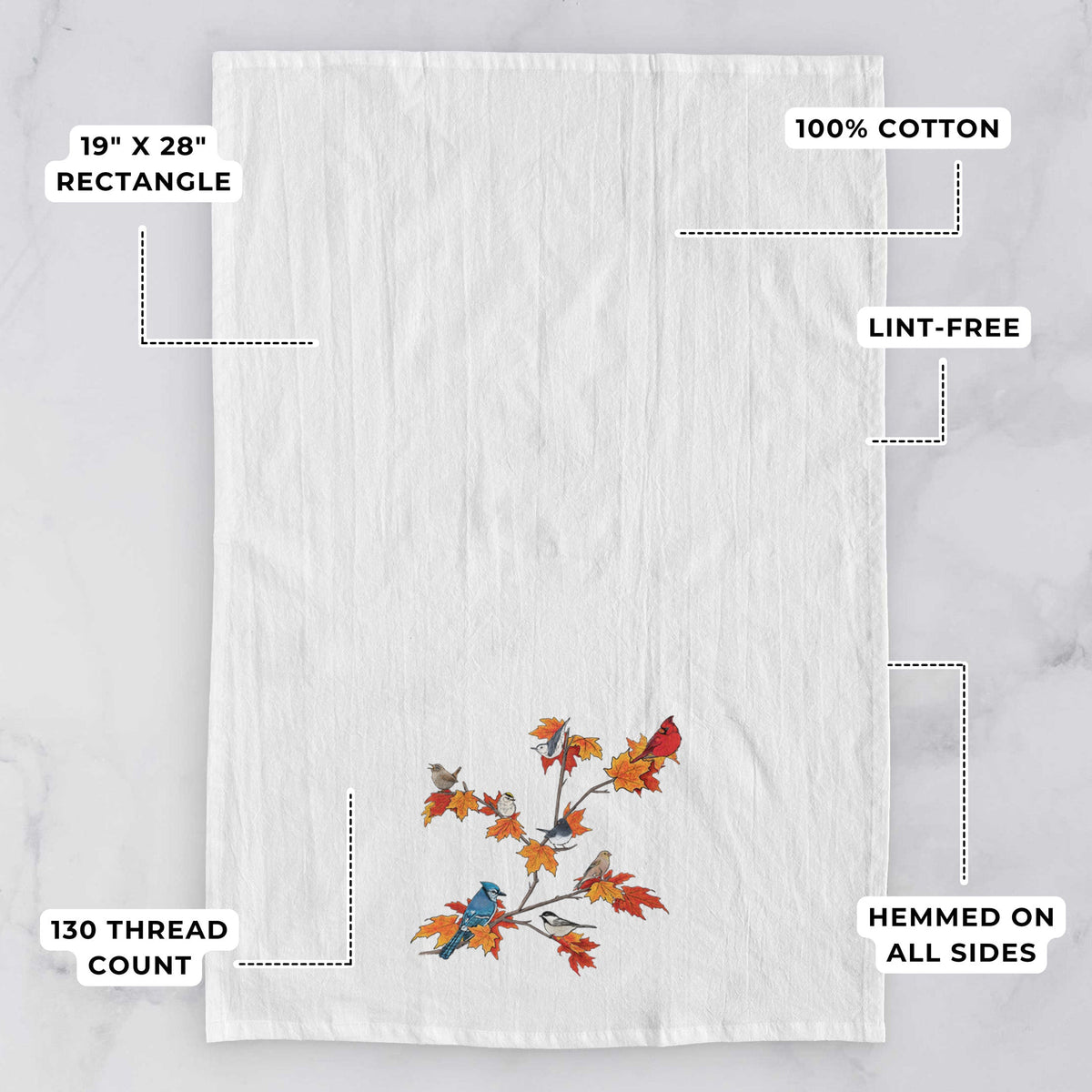 Autumn Backyard Birds - Tea Towel