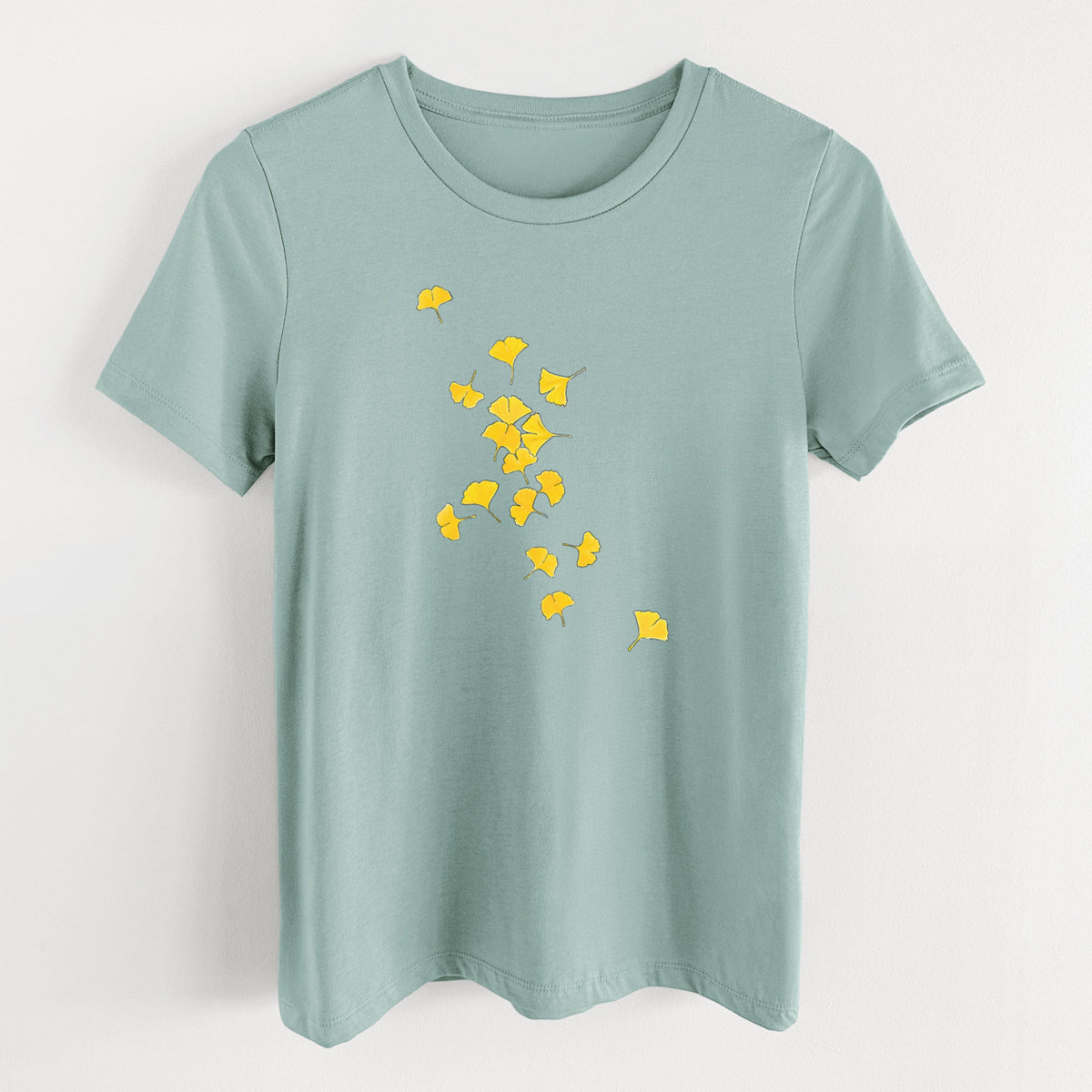 Falling Ginkgo Leaves - Women's Lightweight Relaxed Fit 100% Cotton Crewneck
