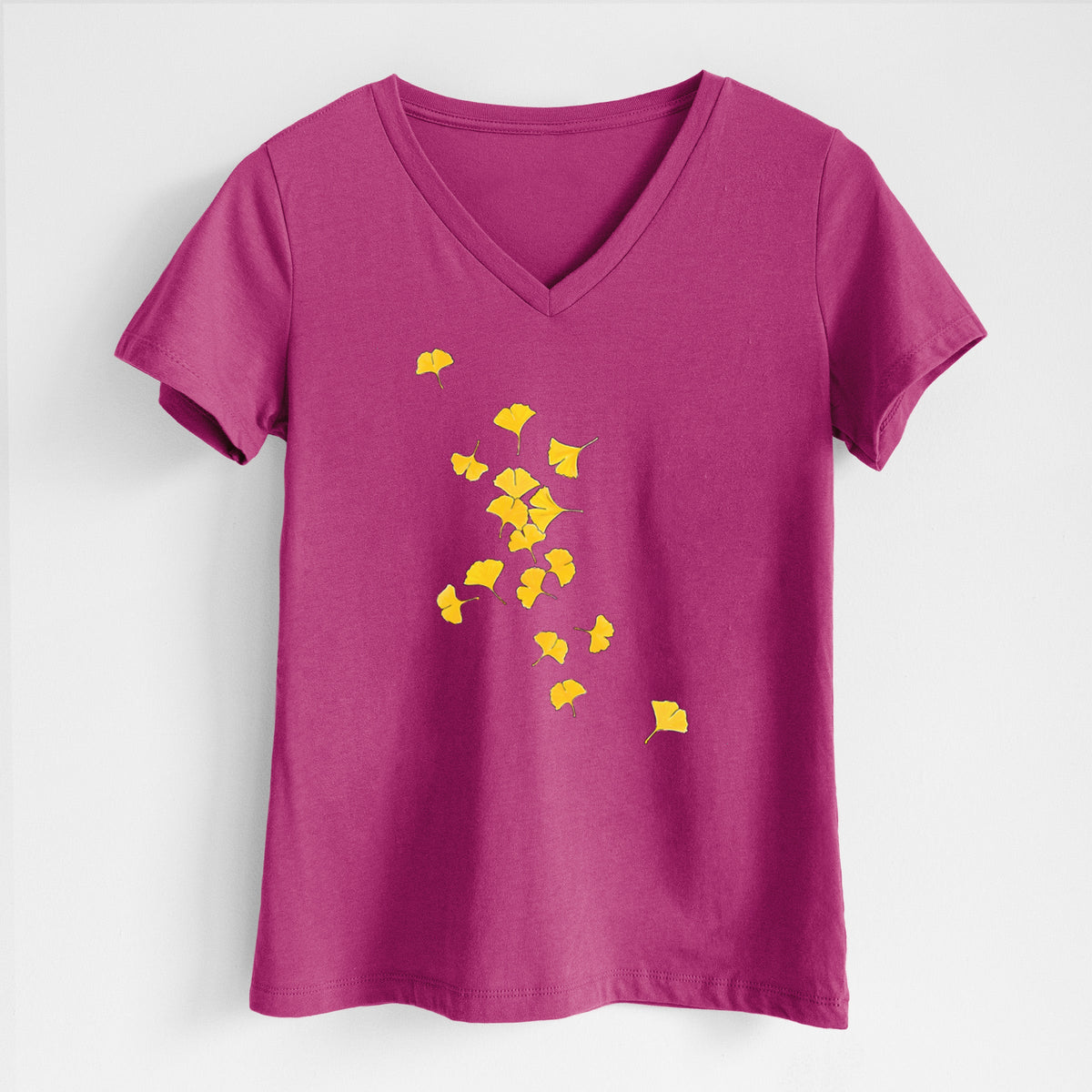 Falling Ginkgo Leaves - Women's Lightweight Relaxed Fit 100% Cotton V-neck