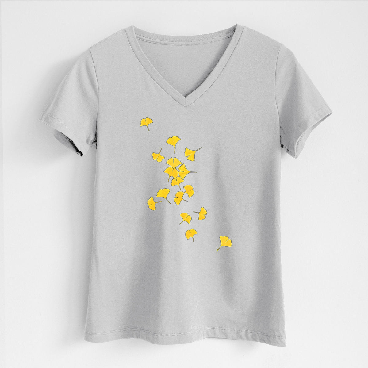 Falling Ginkgo Leaves - Women's Lightweight Relaxed Fit 100% Cotton V-neck