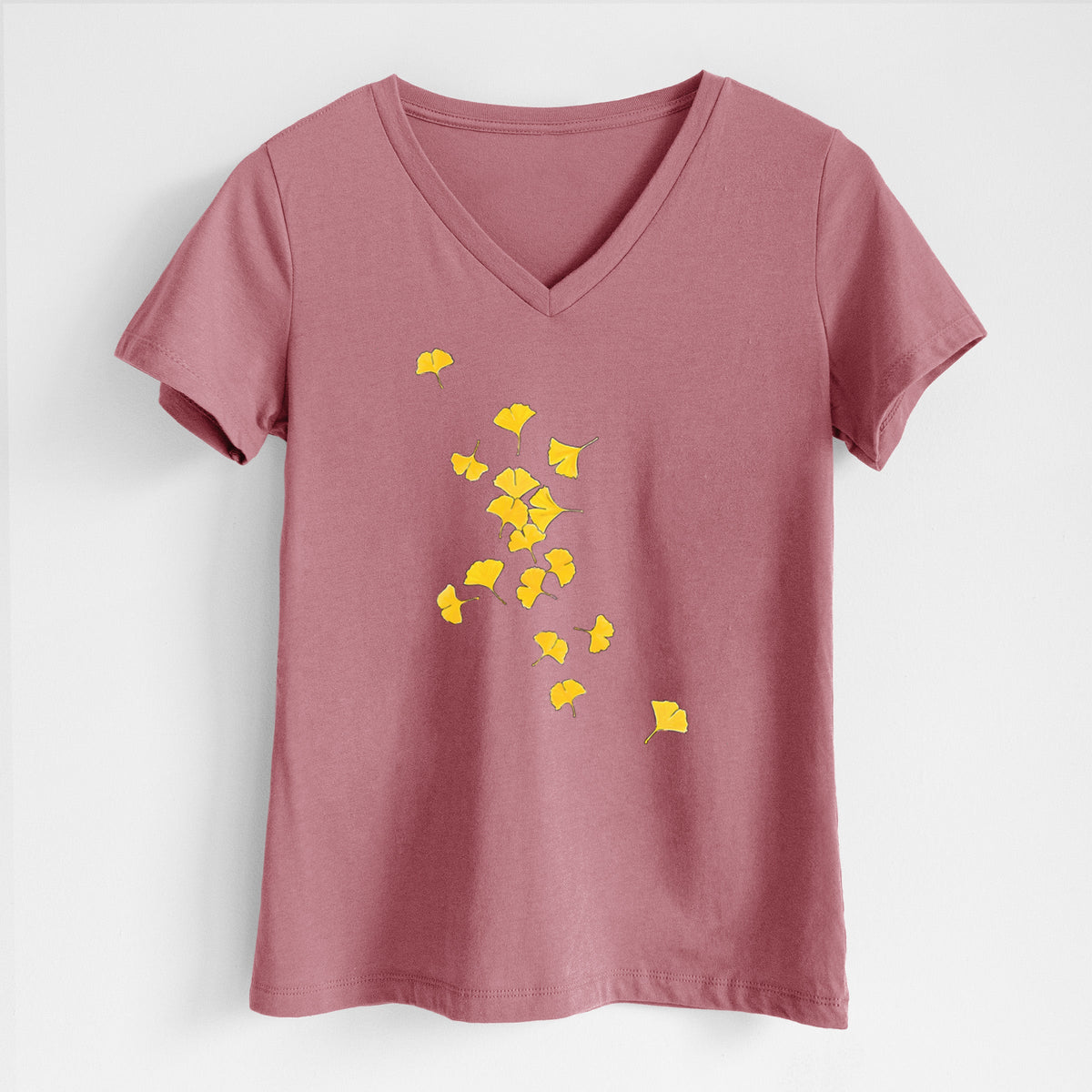 Falling Ginkgo Leaves - Women's Lightweight Relaxed Fit 100% Cotton V-neck