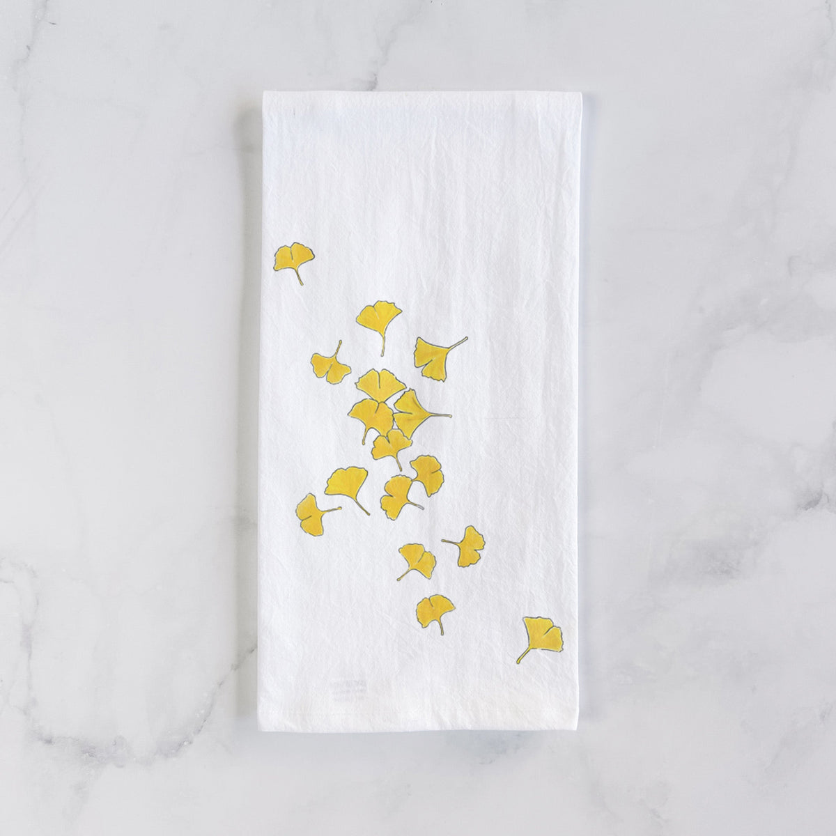 Falling Ginkgo Leaves Tea Towel